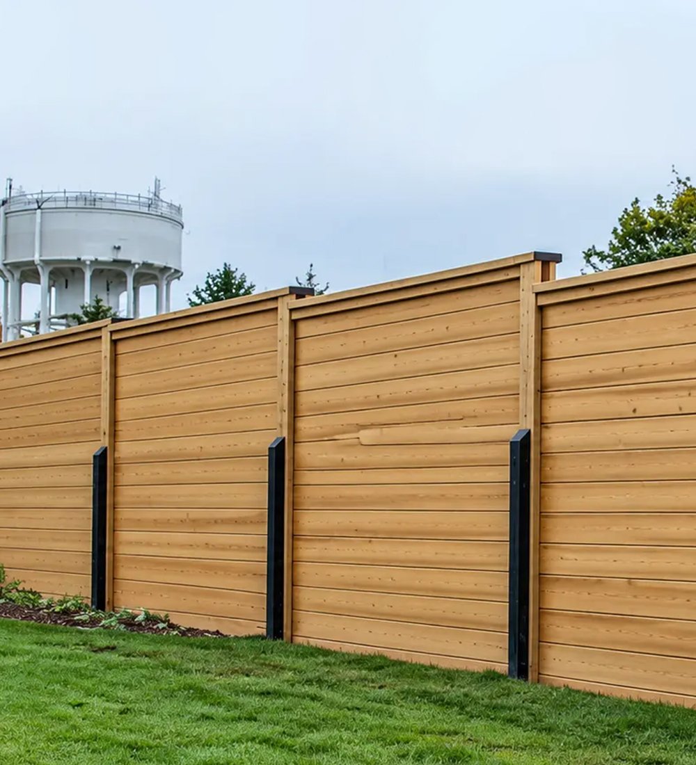 Cedar fencing around a commercial property