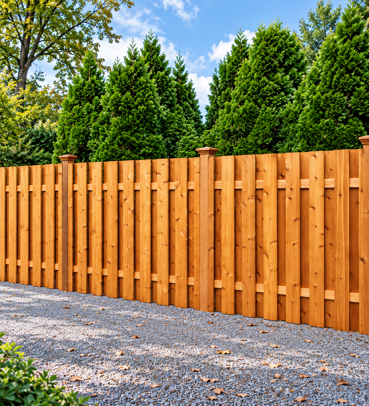 Custom horizontal cedar fence design