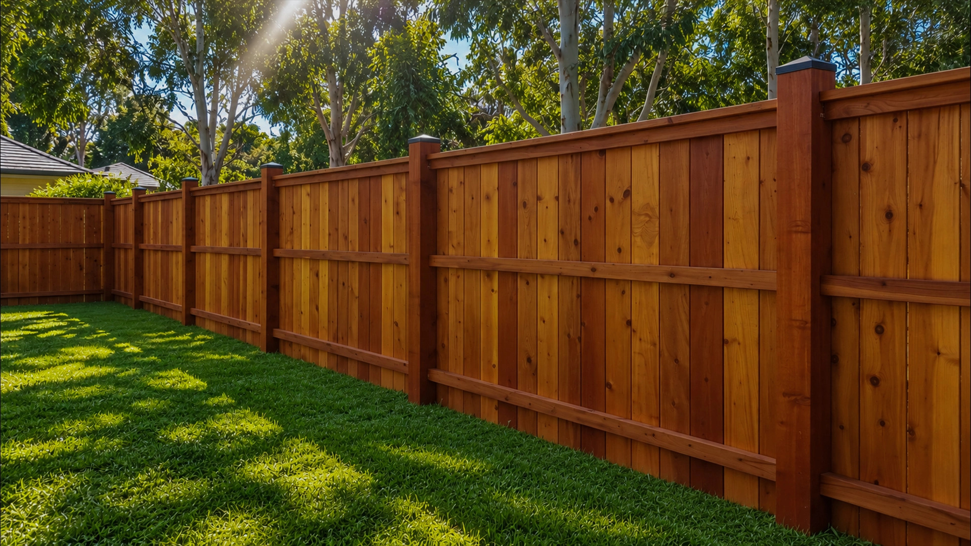 Cedar privacy fence installed at a Houston home
