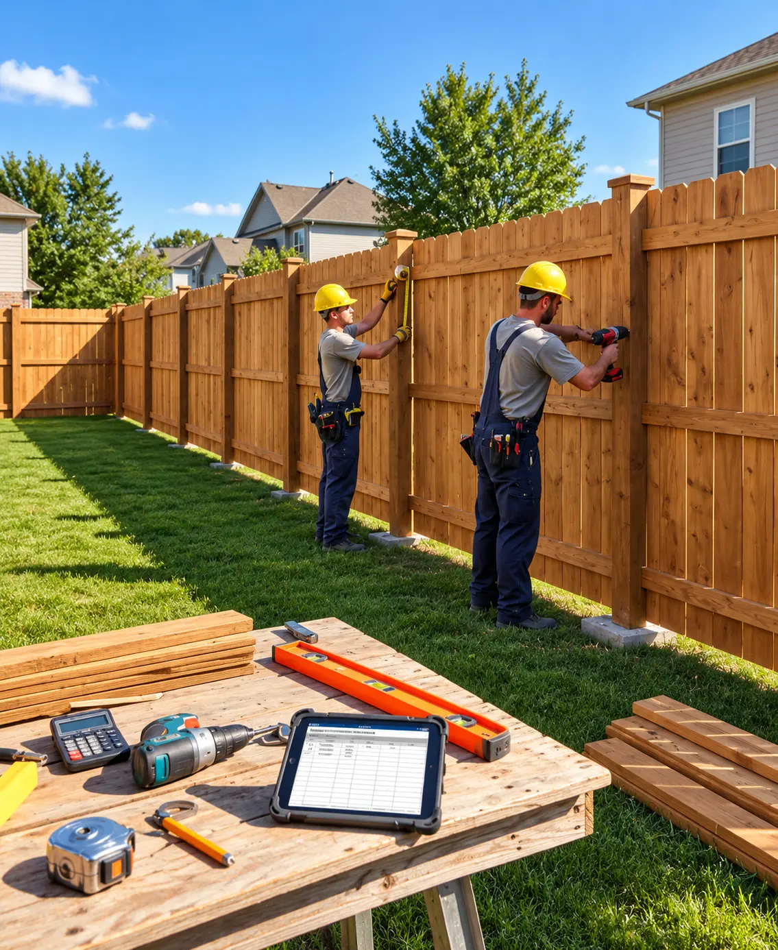 Fence installation in progress